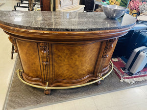 Marble Top Bar With Brass Railing 71x25x43