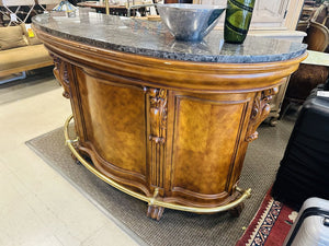 Marble Top Bar With Brass Railing 71x25x43