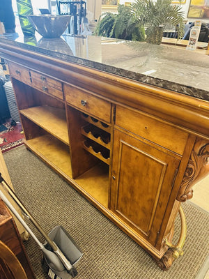 Marble Top Bar With Brass Railing 71x25x43