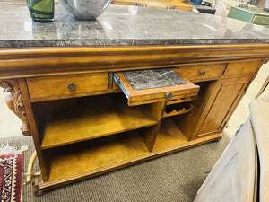 Marble Top Bar With Brass Railing 71x25x43