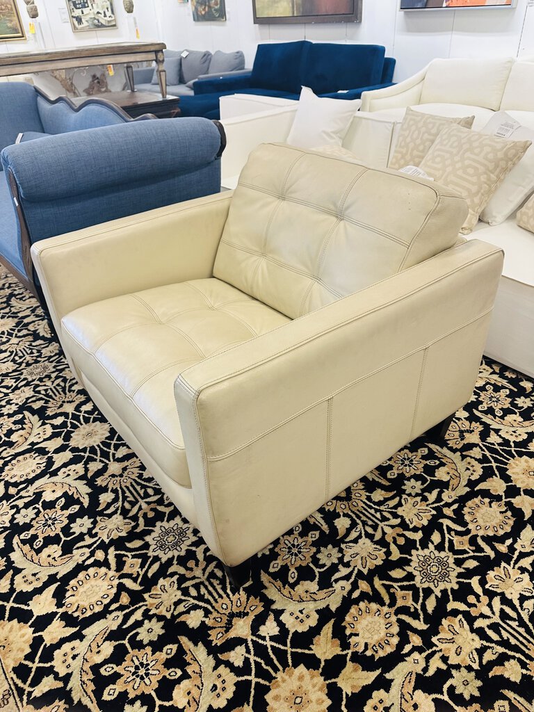 White Leather Accent Chair