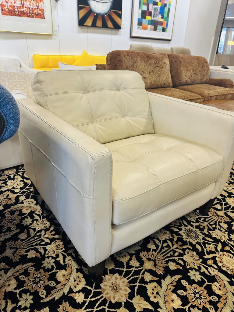 White Leather Accent Chair