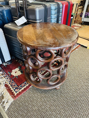 Round Tribal Style Side Table 21x23" H