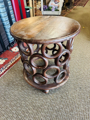 Round Tribal Style Side Table 21x23" H