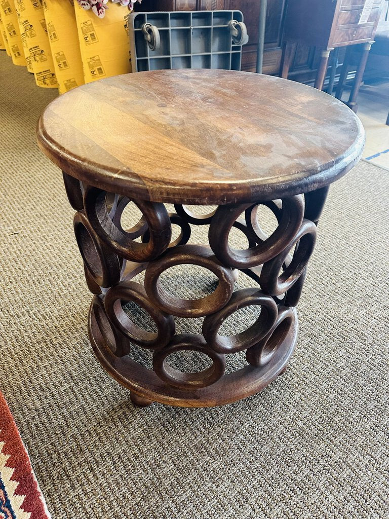 Round Tribal Style Side Table 21x23" H