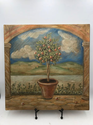 Antique Lemon Tree Still Life Oil Painting 20x20