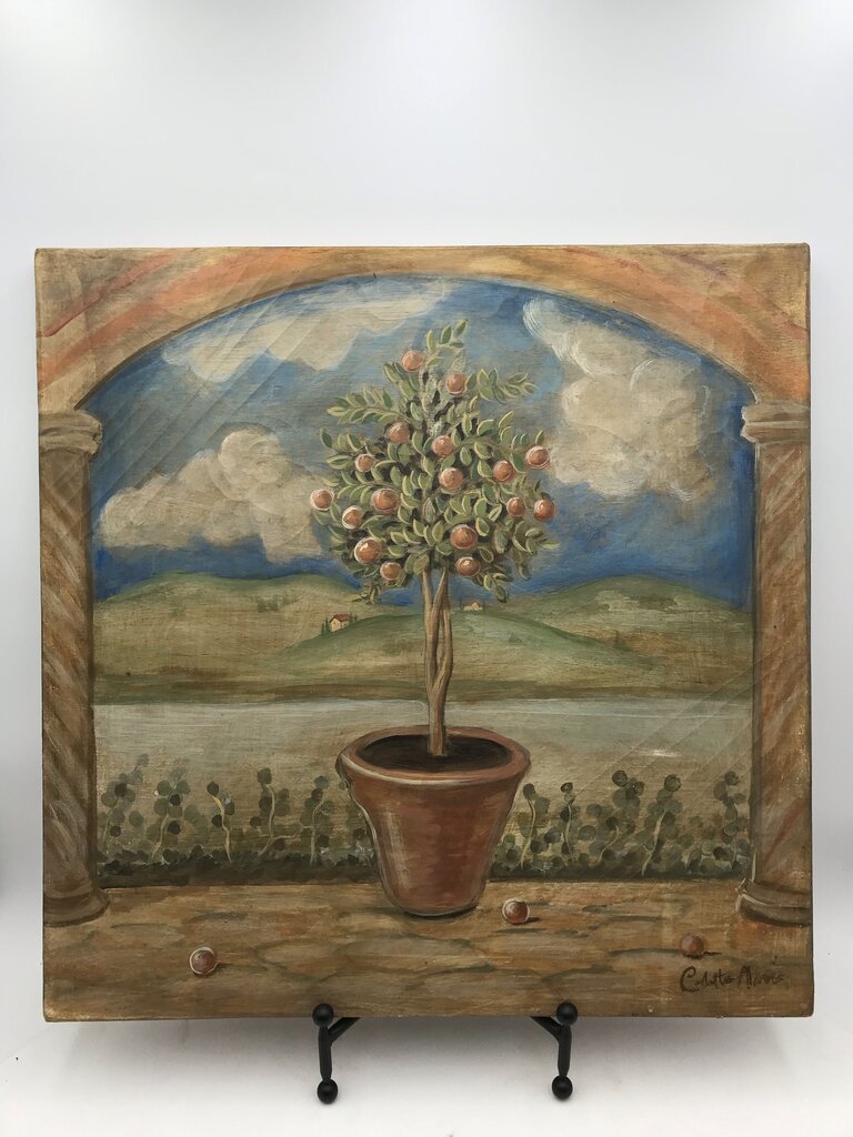 Antique Lemon Tree Still Life Oil Painting 20x20