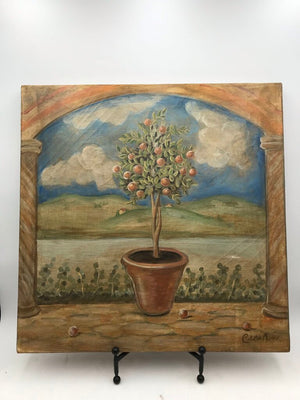 Antique Lemon Tree Still Life Oil Painting 20x20