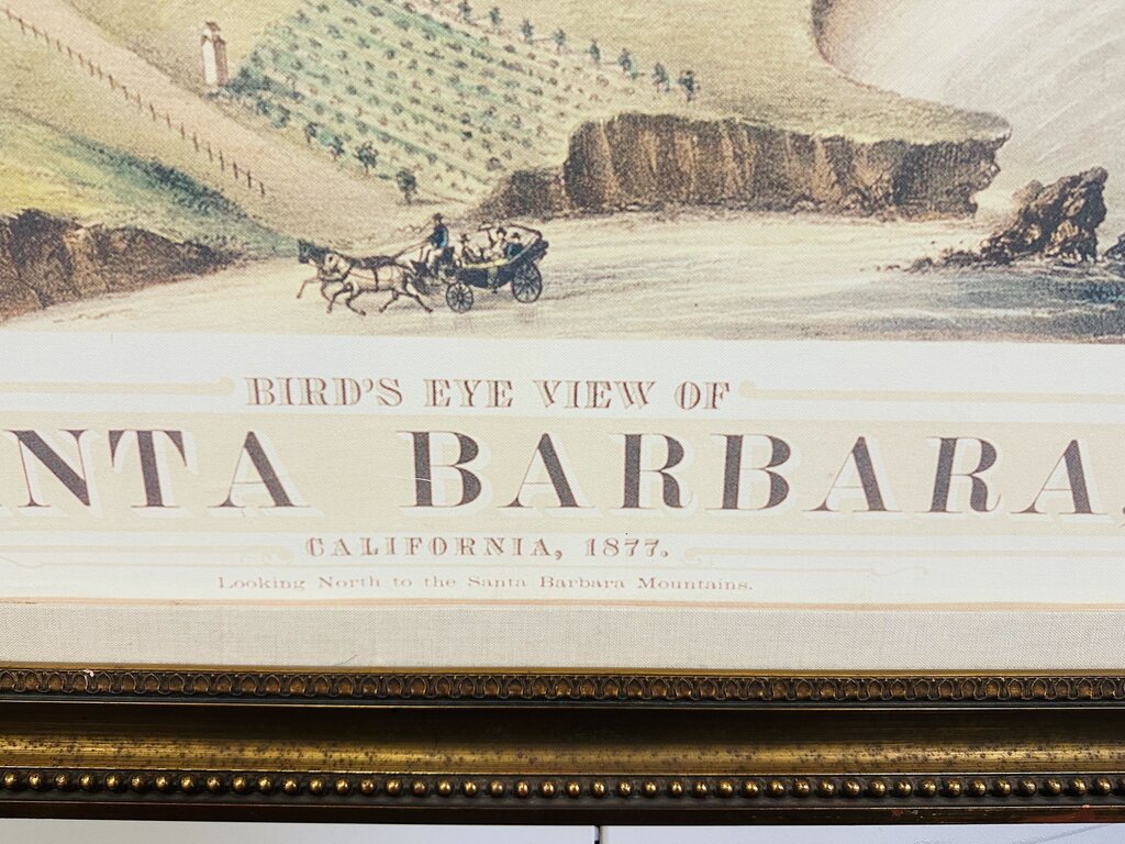 Bird Eye View Of Santa Barbara Print 1877 Framed 80x53