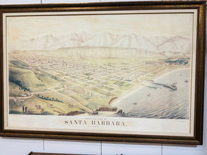 Bird Eye View Of Santa Barbara Print 1877 Framed 80x53