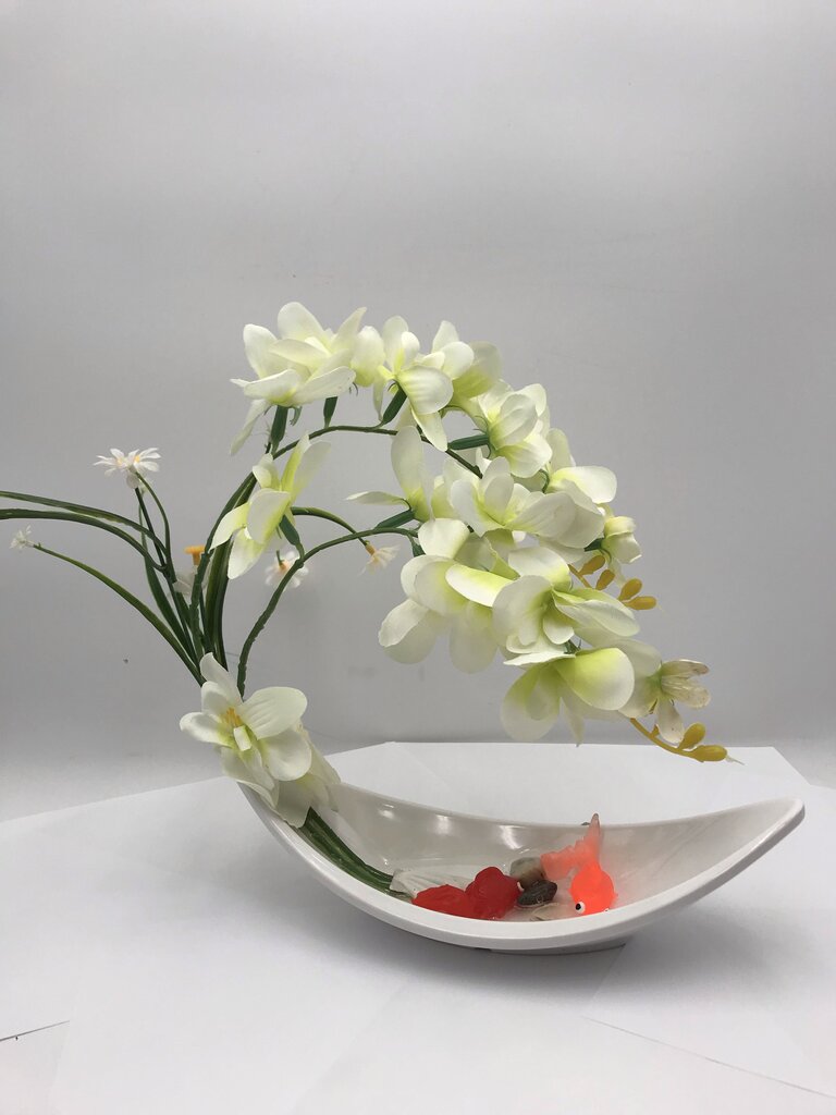 Artificial Orchid Ceramic Bowl Centerpiece