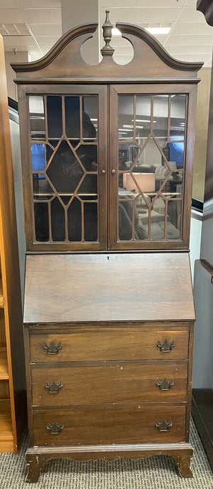 Vintage American Mahogany Drop Front Secretary 3 Drawer Cabinet