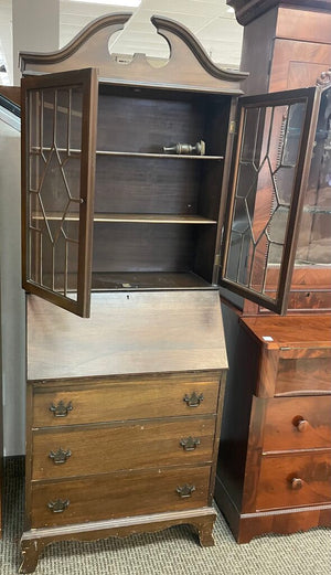 Vintage American Mahogany Drop Front Secretary 3 Drawer Cabinet
