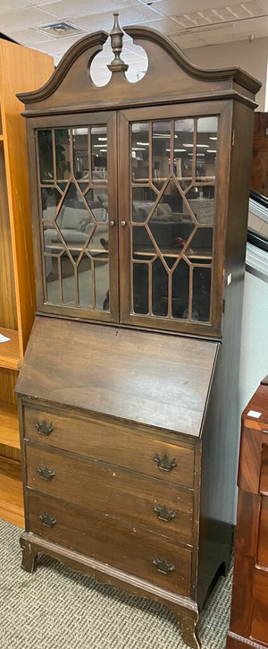 Vintage American Mahogany Drop Front Secretary 3 Drawer Cabinet