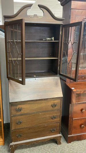 Vintage American Mahogany Drop Front Secretary 3 Drawer Cabinet