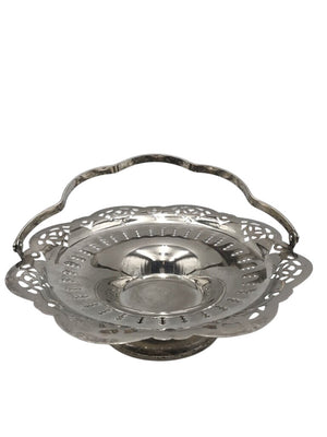 Silver Plated Nickel Pedestal Tray W/ Handle by Miss Daisy's Consignment & Auction House