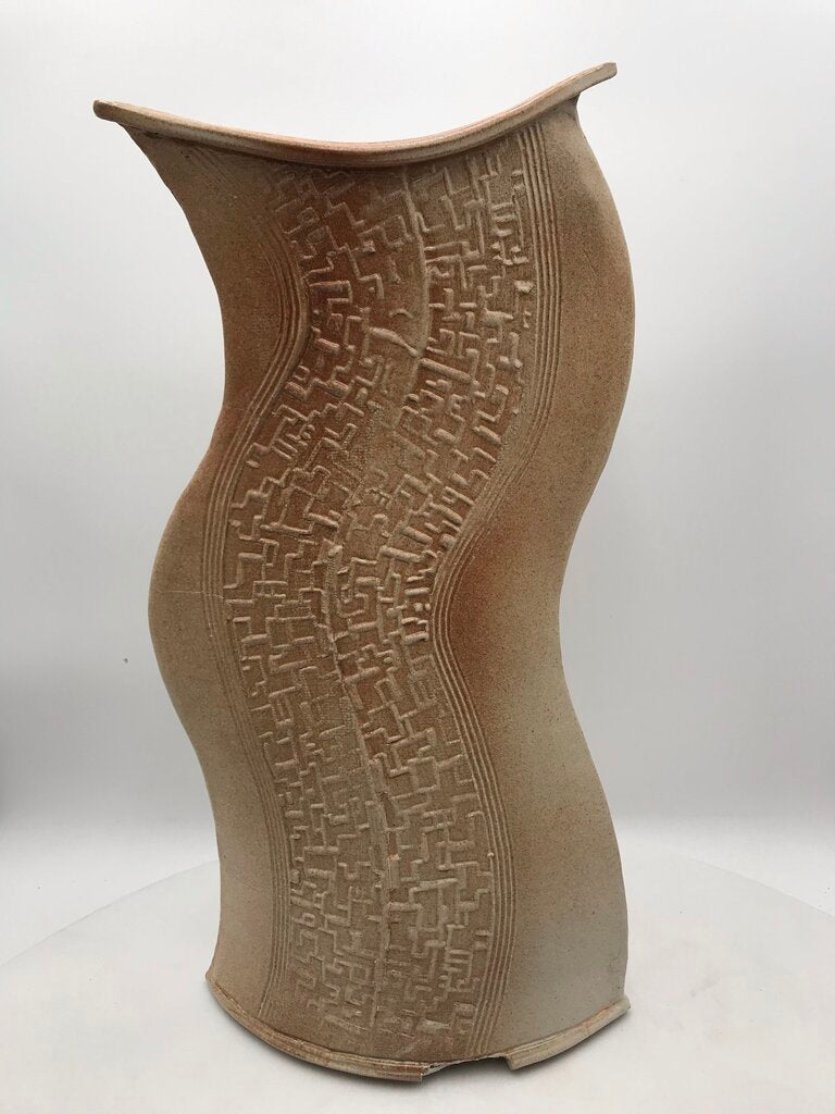 William Shinn Sand Colored Abstract Vase 20" Tall (1 Chip)