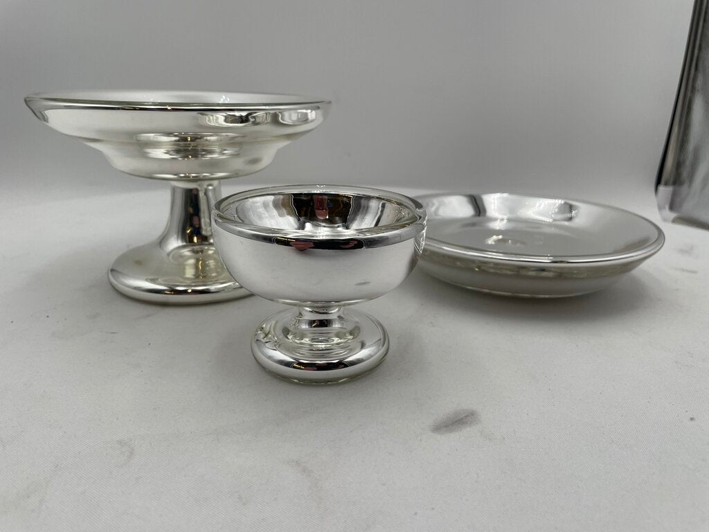Blown Mercury Glass Snack Dishes (3 Pcs Set)