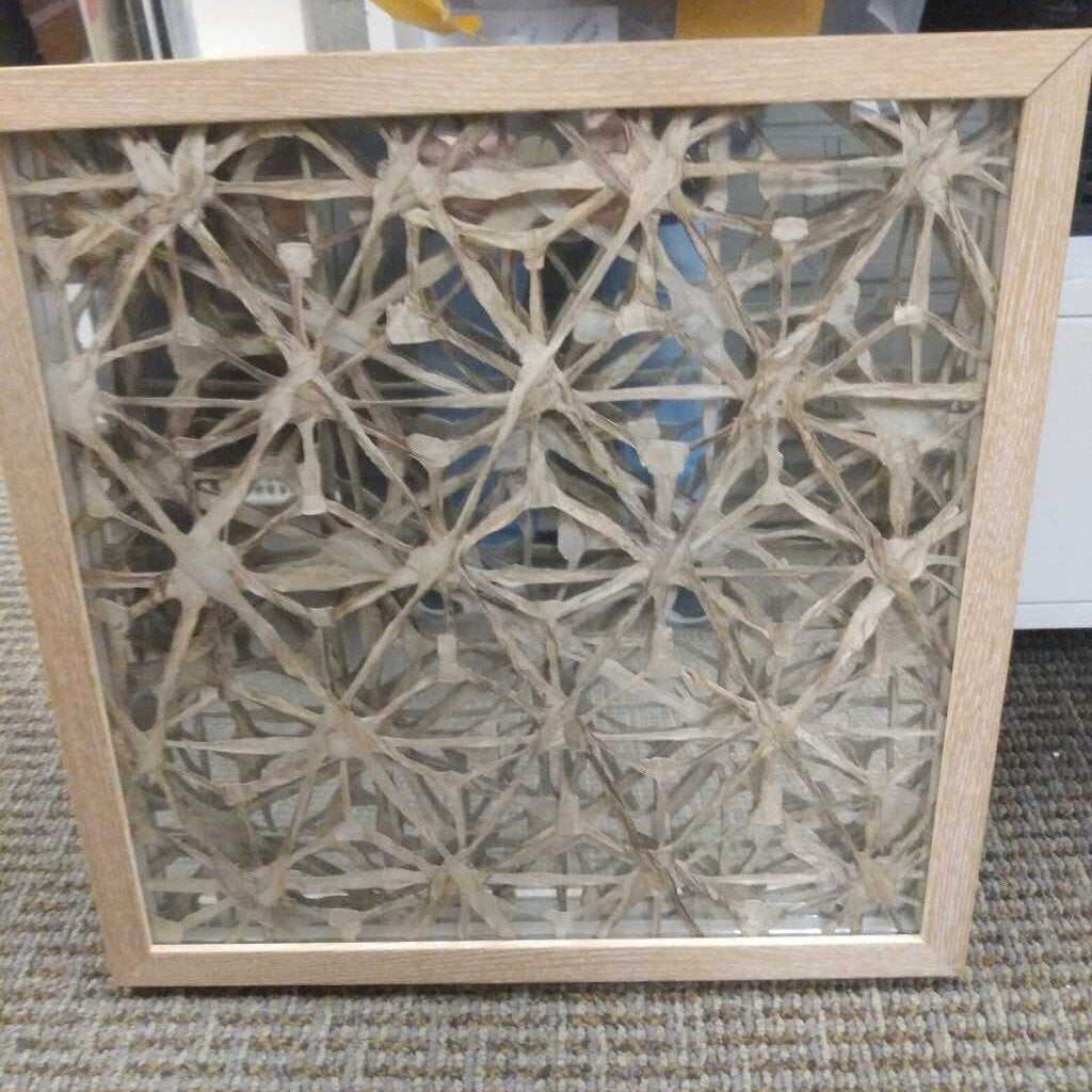 Framed Abstract Paper Art on Mirror 17.5x17.5