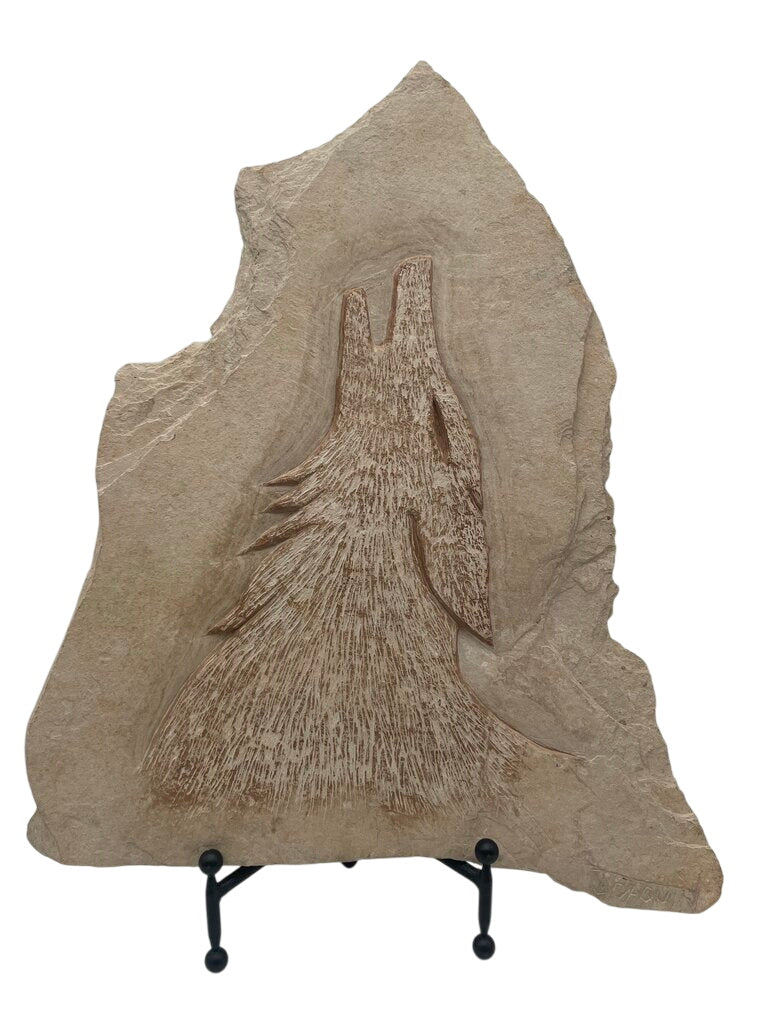 Carved Sand Stone Coyote Relief by Joaquin by Miss Daisy's Consignment & Auction House