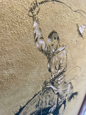 Frederic Remington Replica Rodeo Rider Acrylic on Suede (Set of 2)
