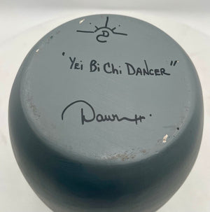 Native American Navajo Mystique Maiden "Yei Bi Chi Dancer" Hand Painted Gray Vase by Dawn