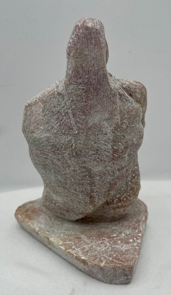 Native American Navajo Alabaster Carving Seated Warrior in Blanket