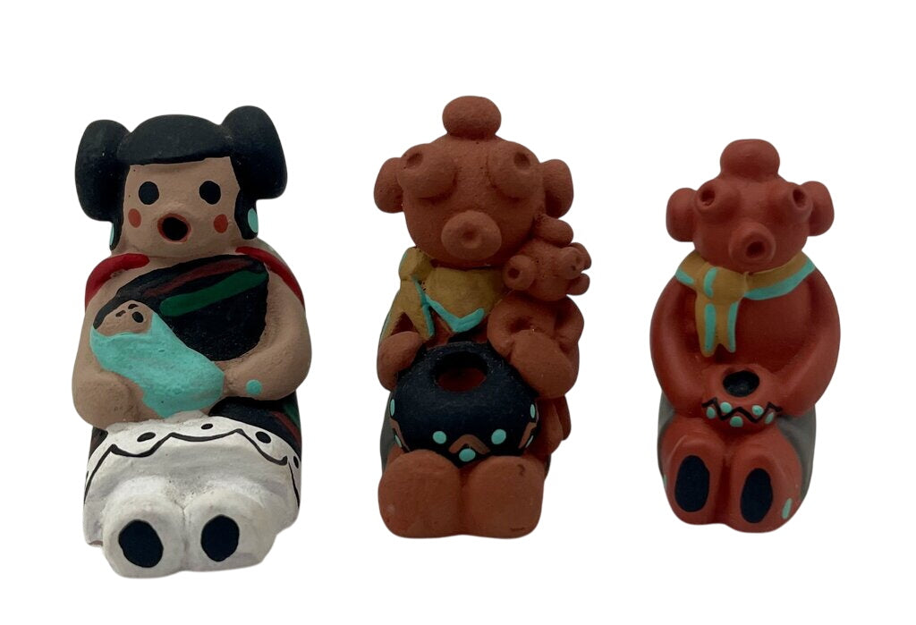 Native American Navajo Cleo Teissedre Storyteller & Mudhead Mini Fetishes (Set of 3) by Miss Daisy's Consignment & Auction House