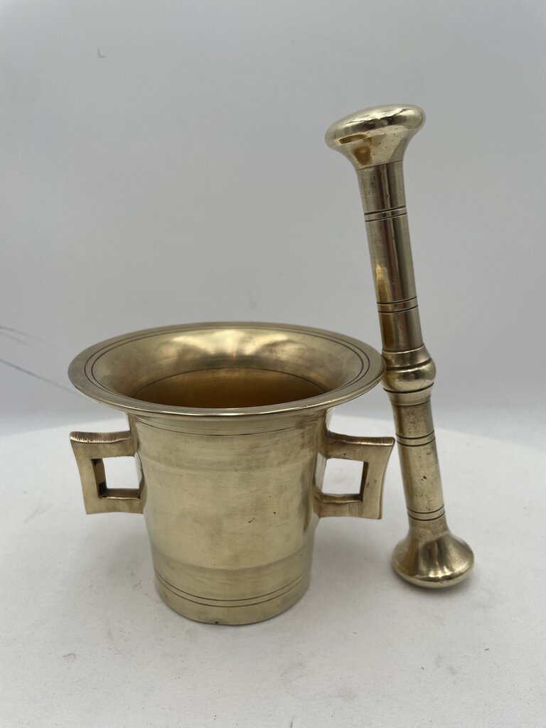 Antique Solid Brass Mortar & Pestle Set (2Pcs)