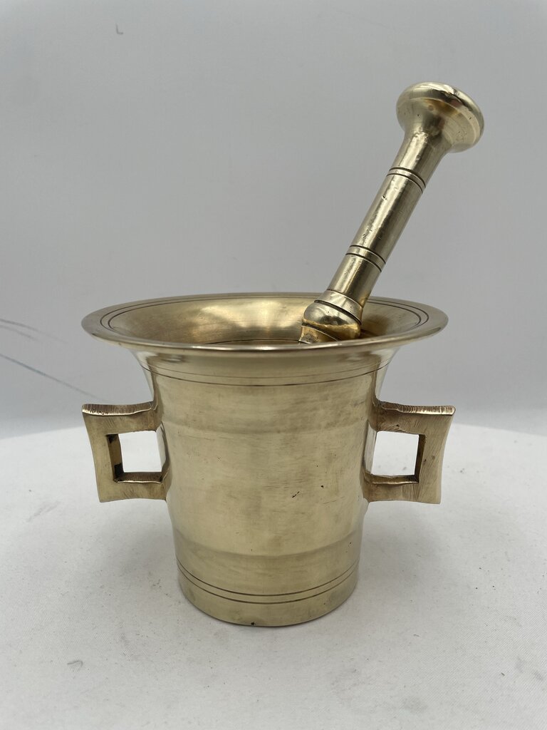 Antique Solid Brass Mortar & Pestle Set (2Pcs)