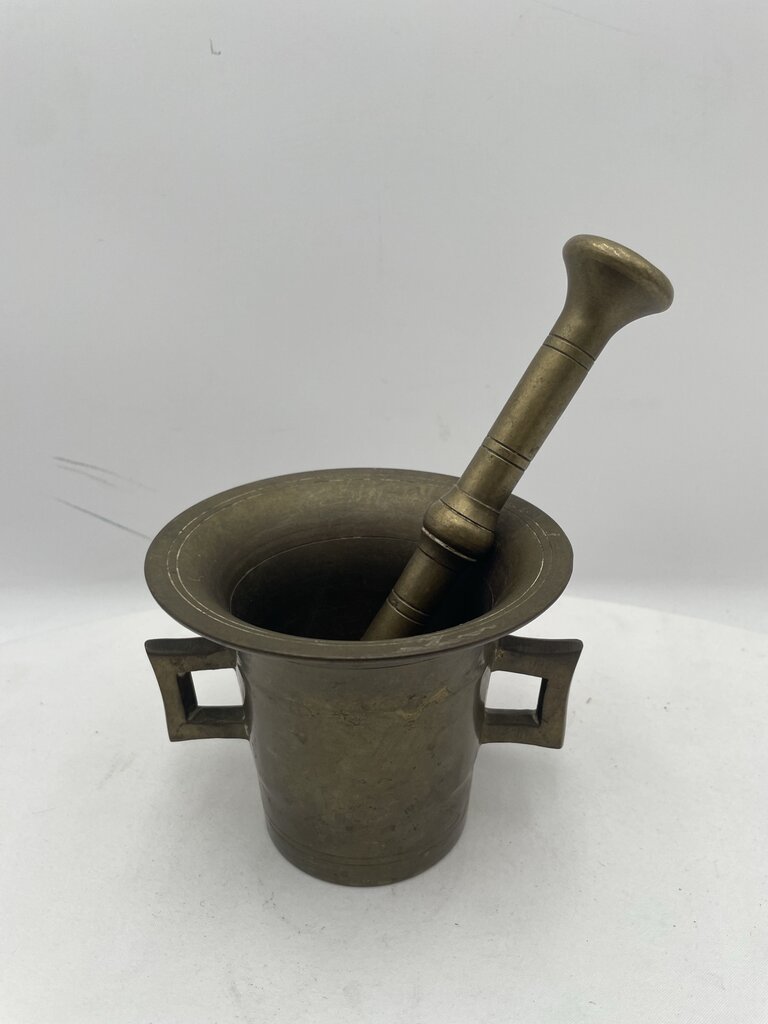 Antique Solid Brass Mortar & Pestle Set (2Pcs)