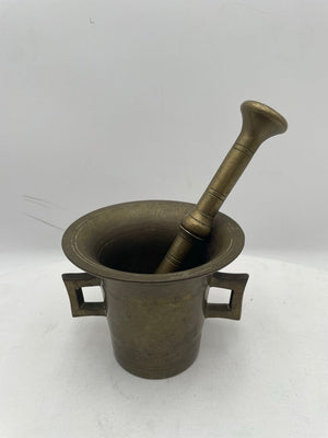 Antique Solid Brass Mortar & Pestle Set (2Pcs)