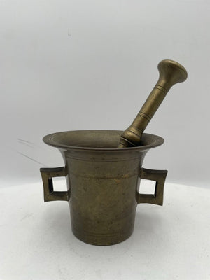 Antique Solid Brass Mortar & Pestle Set (2Pcs)