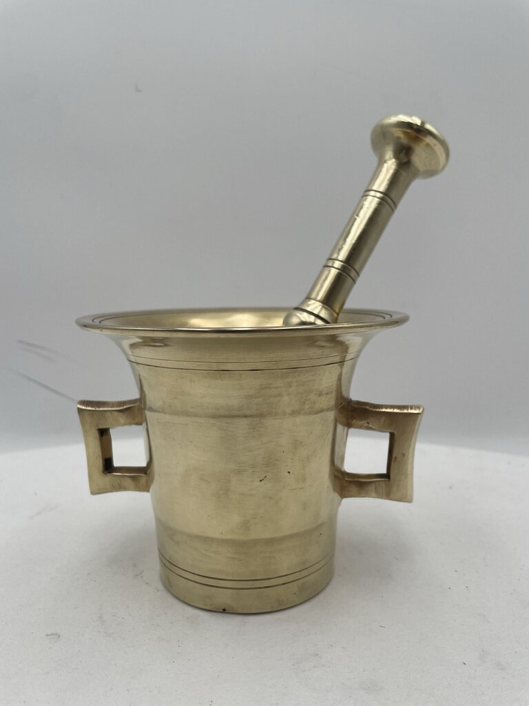 Antique Solid Brass Mortar & Pestle Set (2Pcs)