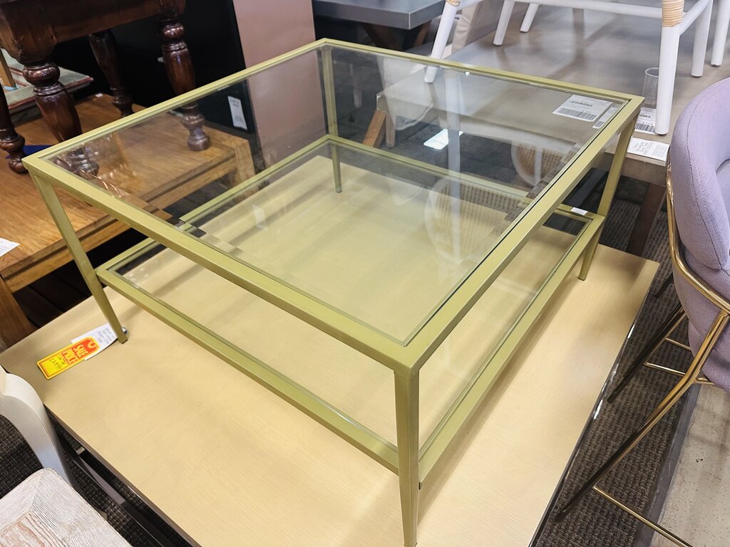 Brass Square Glass Top Coffee Table32x32x18