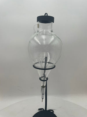Vinatge Tilso Japan Wrought Iron Blown Etched Glass Wine Aerator Decanter (3Pcs)