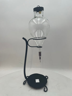 Vinatge Tilso Japan Wrought Iron Blown Etched Glass Wine Aerator Decanter (3Pcs)