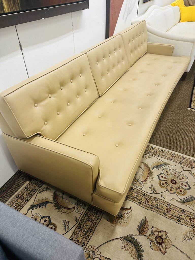 Vintage Naugahyde Tufted Sofa 96" W.