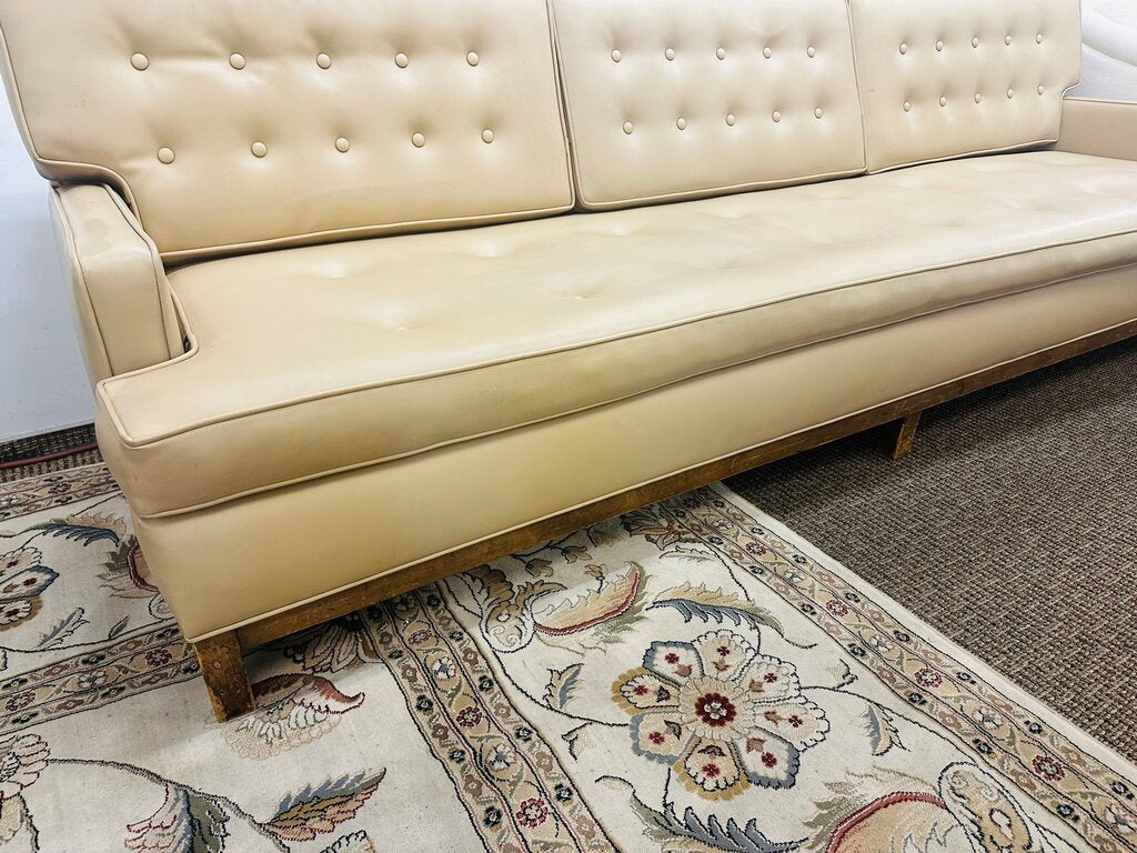 Vintage Naugahyde Tufted Sofa 96" W.
