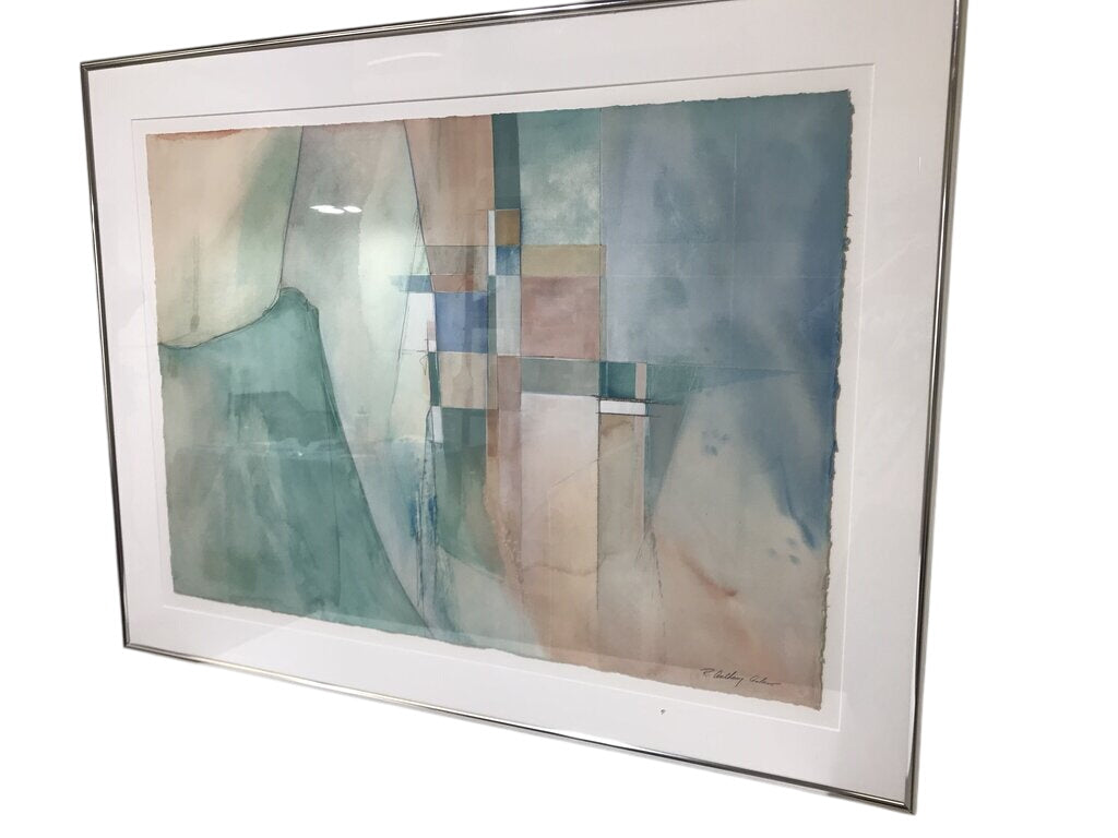 R. Anthony Askew Signed Abstract Watercolor 39x50 by Miss Daisy's Consignment & Auction House