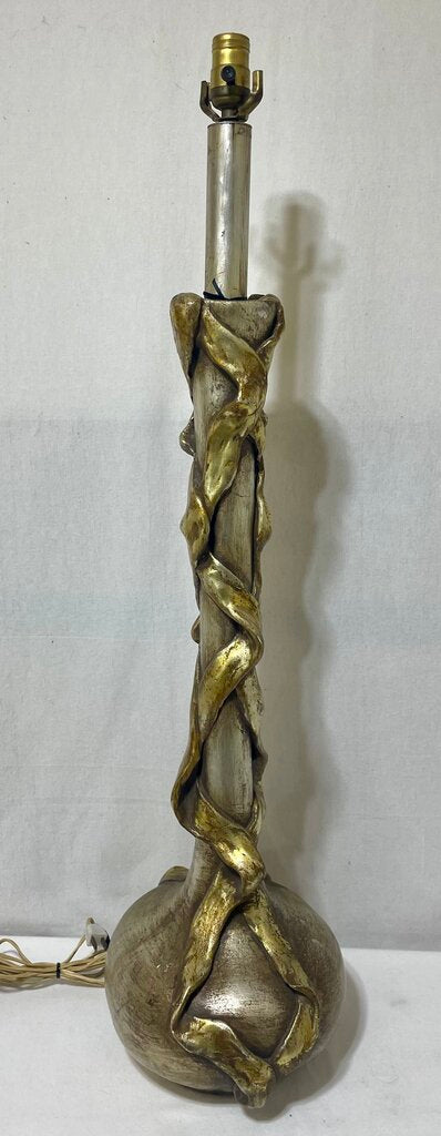 Mid 60's Hollywood Art Nouveau Plaster Cast Faux Gilt Finish Buffet Console Lamp