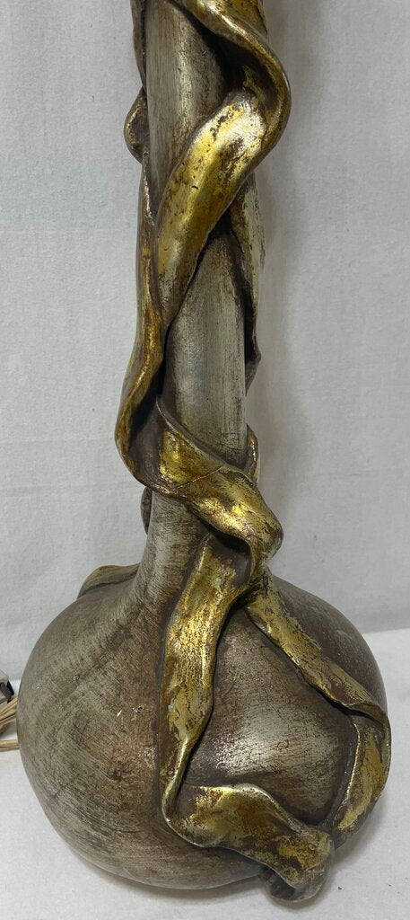 Mid 60's Hollywood Art Nouveau Plaster Cast Faux Gilt Finish Buffet Console Lamp