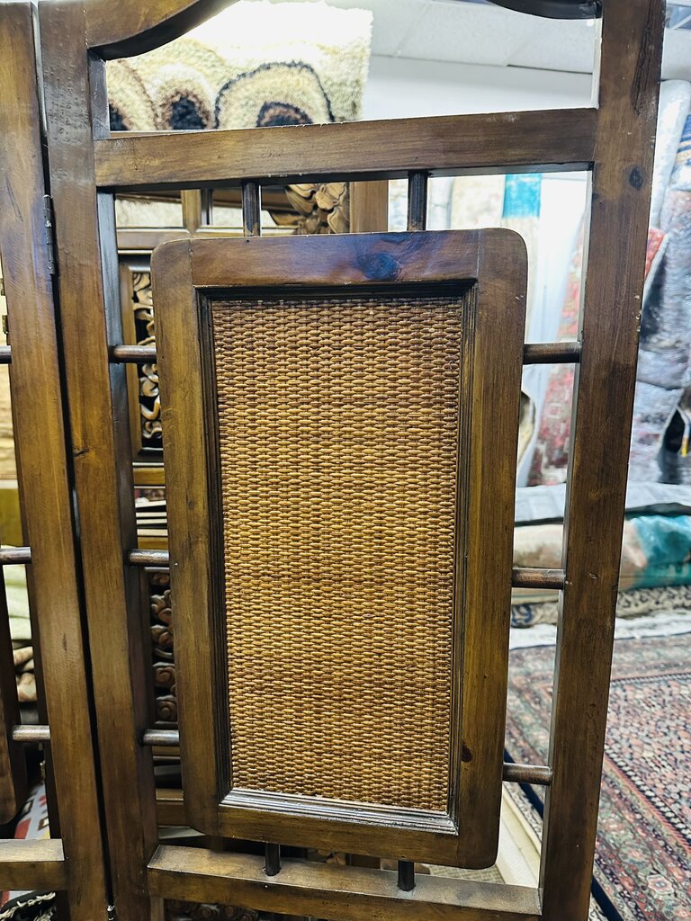 Mid Century Wicker 3 Panel Room Divider 18x73 ea.)