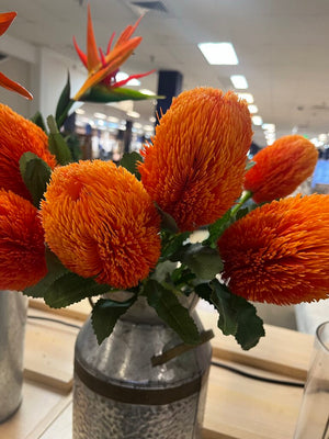 Faux Orange Pincushion Flower $6 Each