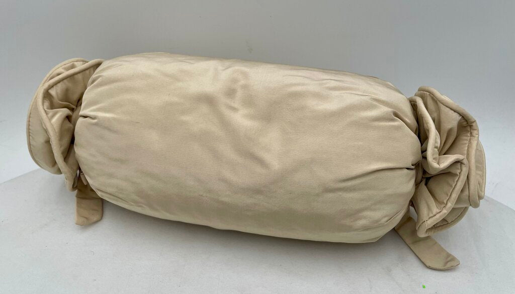 Solid Beige Candy Wrapper Style Lumbar Pillow