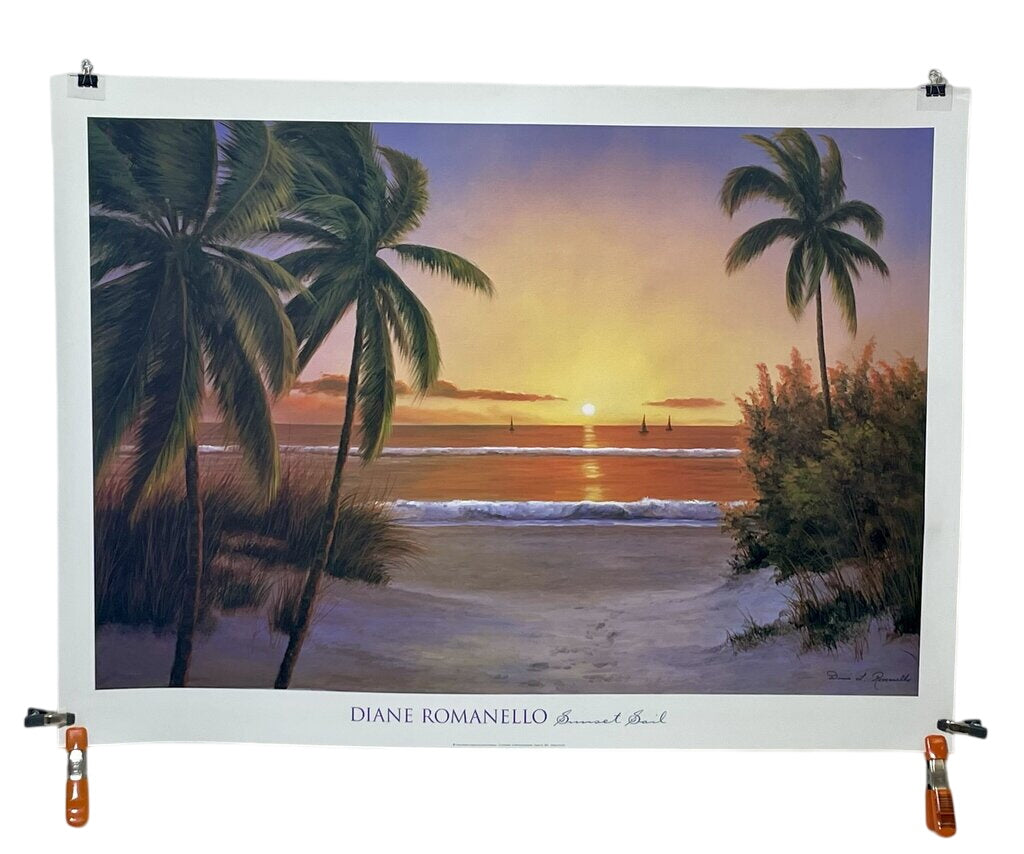 Diane Romanello "Sunset Sail" 2000 High Quality Serigraph Print (NEW Rolled) by Miss Daisy's Consignment & Auction House