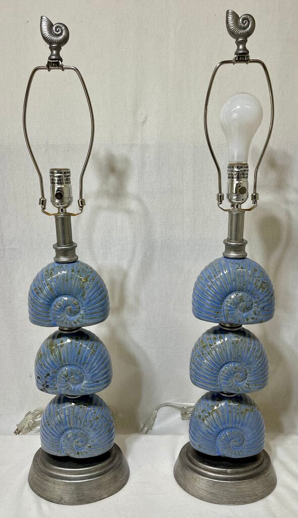 IMAX Corporation Seashell Ceramic Table Lamp in Blue (PAIR)