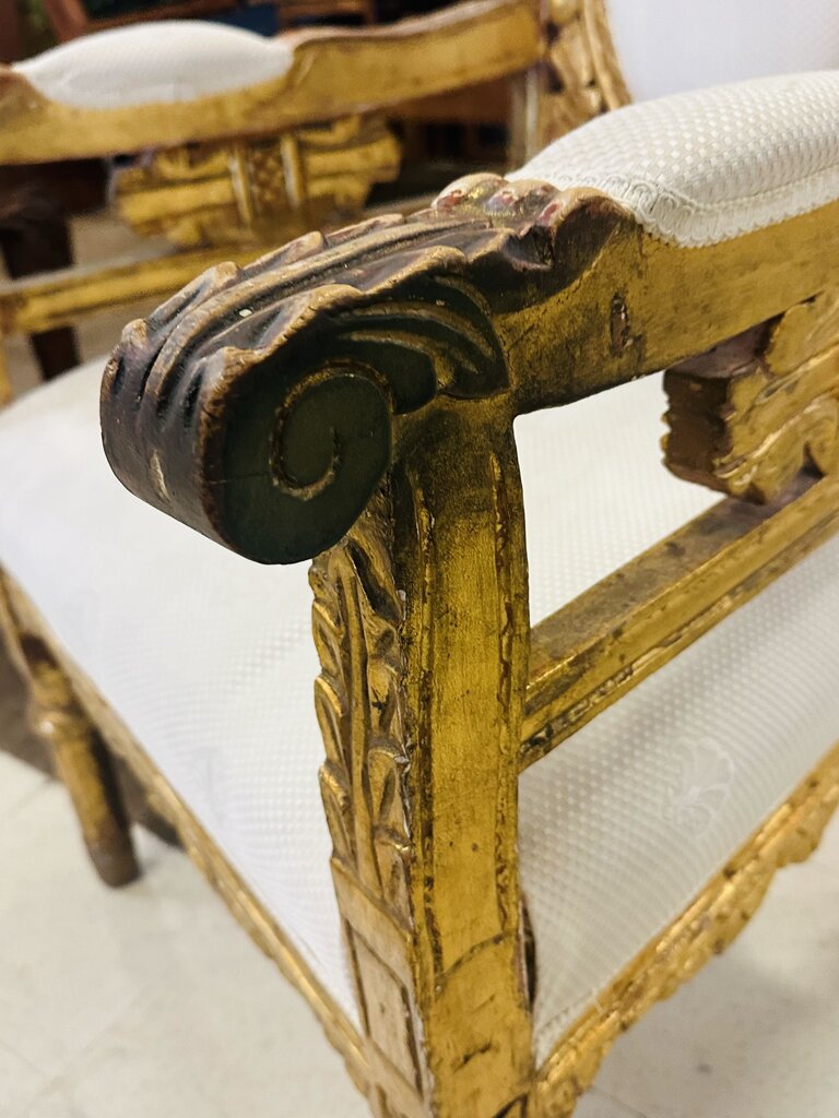 19th Century Giltwood Hand Carved Throne Chair