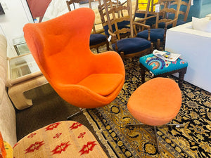Arne Jacobsen Orange Egg Chair & Ottoman