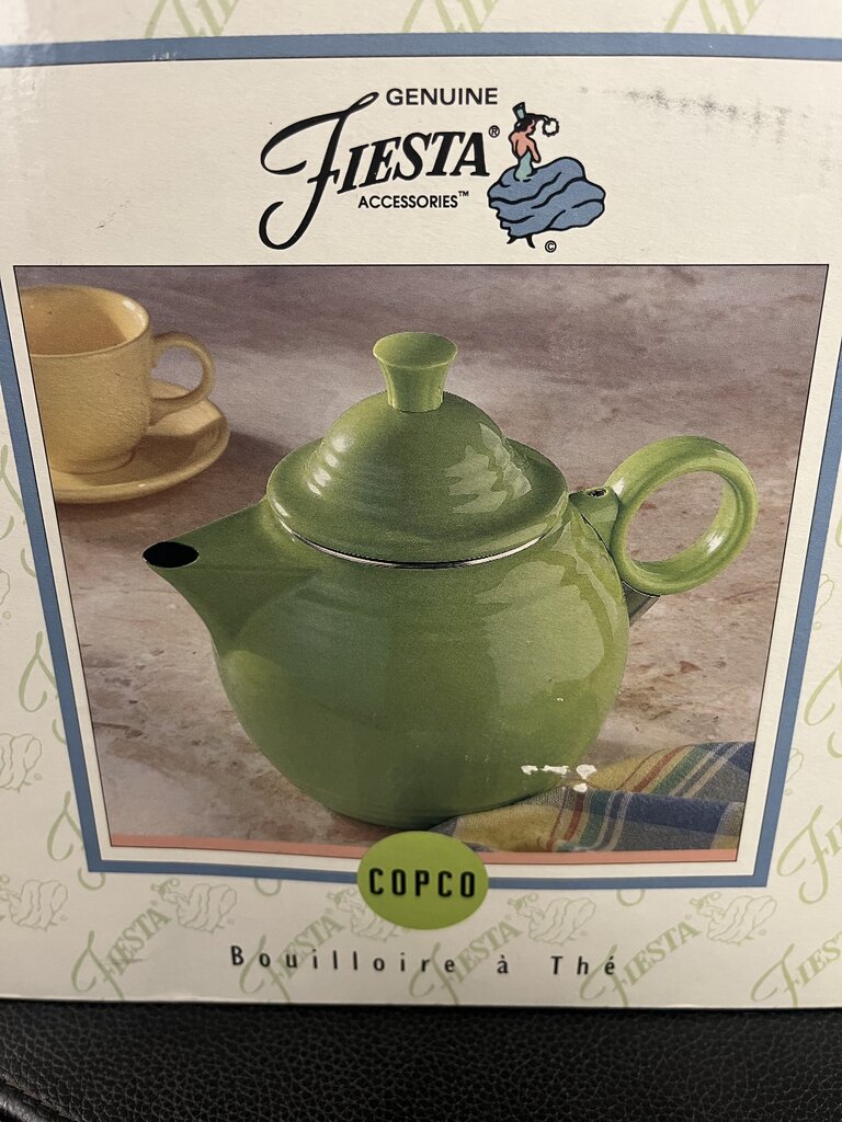 Vintage Copco Fiesta Chartreuse Tea Kettle + Box